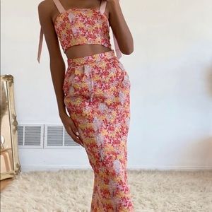 Ellarina Pink Multi Metallic Tie-Strap Two-Piece Midi Dress from Lulus